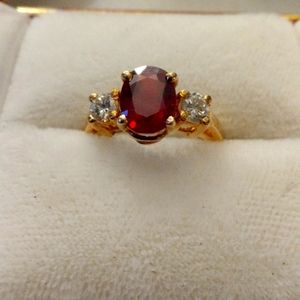 18k Yellow Gold Ruby and Diamond Engagement Ring